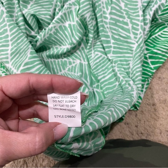 Lavender J Maxi Dress Green Safari Beach Strapless Size Large NWT - Picture 9 of 11